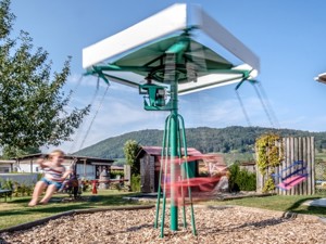 Group accommodation Camping Wagenhausen Schwalbennestli Playground summer