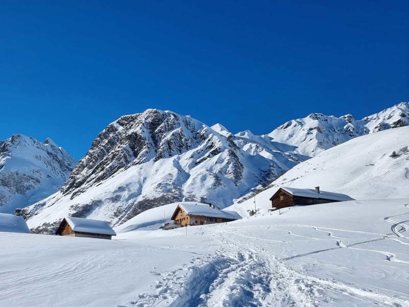 Skihütte Obererbs Hausansicht Winter