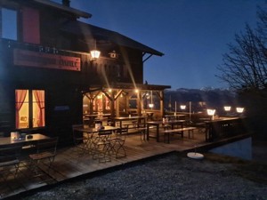 Berghütte Battagliahütte Terrasse