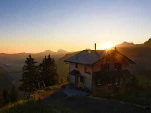 Mountain inn Adlerhorst Oberiberg House view summer