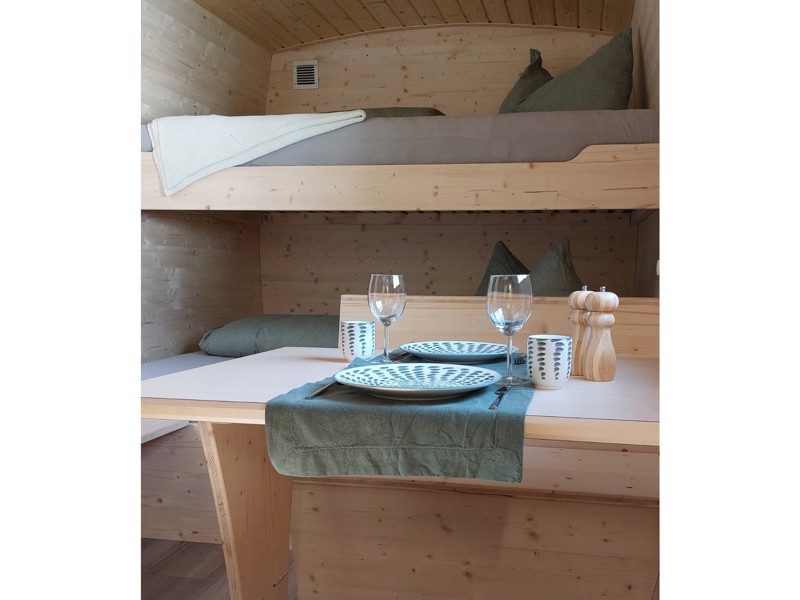Camping Naturholzhütte Esszimmer