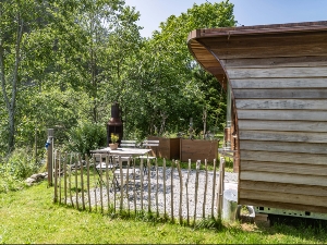 Camping Holzhäuschen auf dem Campingplatz Garden