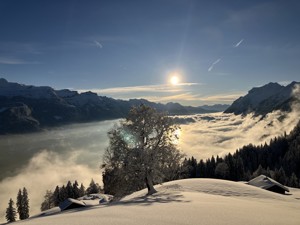 Berghaus Planalp Aussicht Winter