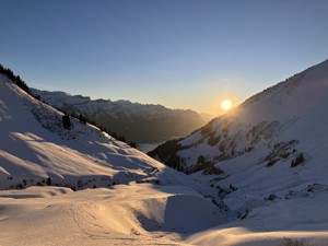 Berghaus Planalp Aussicht Winter