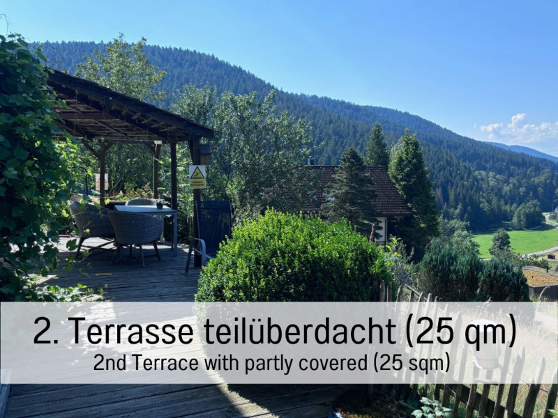 Ferienhaus Historisches Waldhaus Terrasse