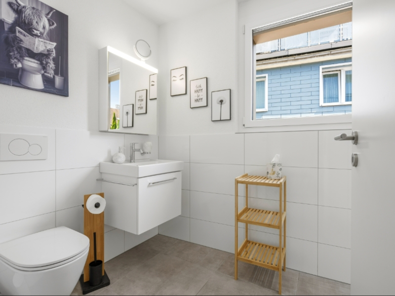 Badezimmer im Gartenapartment.