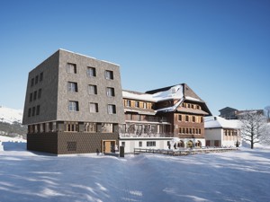 Group accommodation Hotel Bergwelten Salwideli House view winter