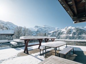 Berghütte Metsch Terrasse Winter