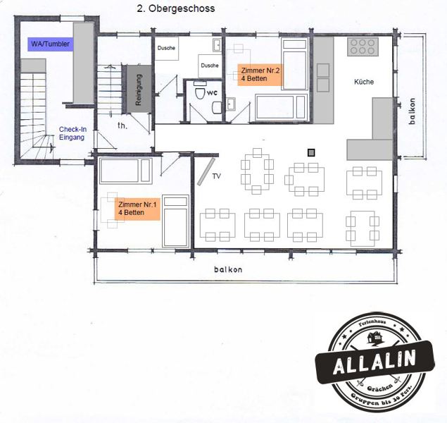 Grundrissplan des 2. Obergeschosses (Allalin)