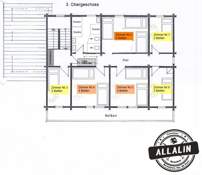 Grundrissplan des 3. Obergeschosses (Allalin)