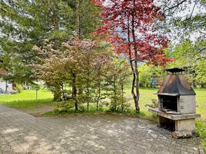 Group accommodation Chalet Schweizerhaus Barbecue area summer