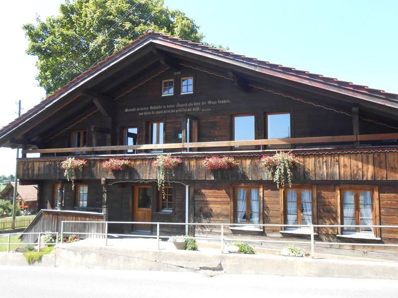 Group accommodation Chalet Aeschi House view summer